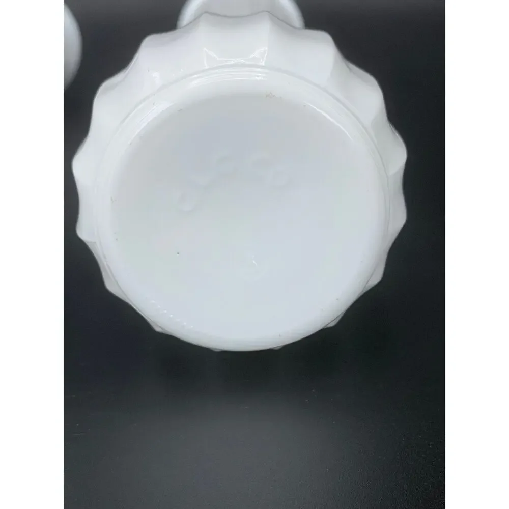 Vintage CLG Co Milk Glass Bud Vases Set of 2 Fluted Scalloped Rim 9.25in
